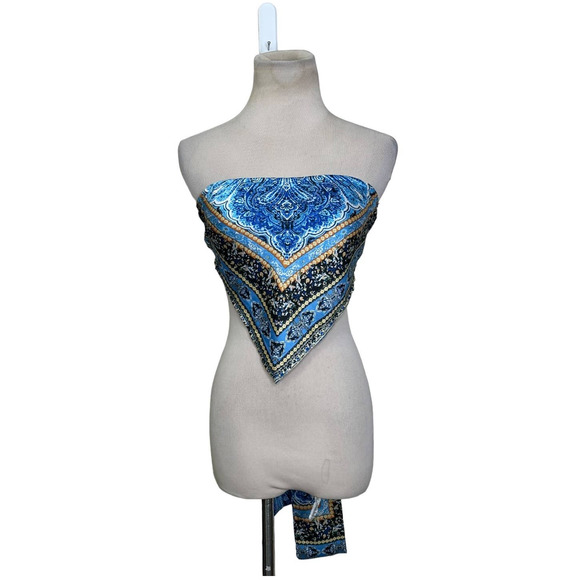 Blue Bandana strapless top size small-medium - Picture 9 of 9